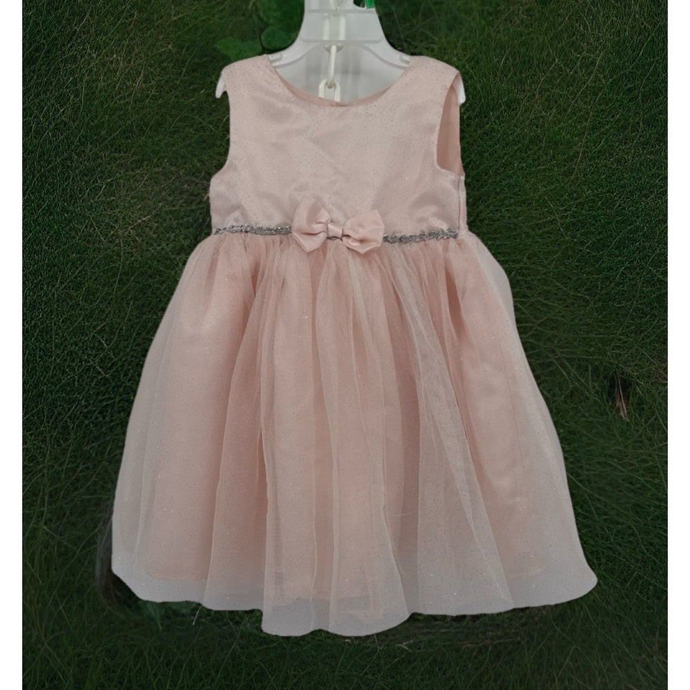 3T Blue Beri Boulavard Sleeveless Dress Pale Pink Tulle Sparkle Overlay